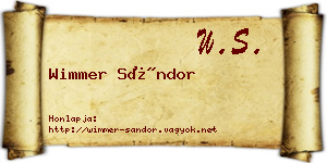 Wimmer Sándor névjegykártya