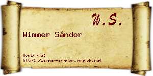 Wimmer Sándor névjegykártya