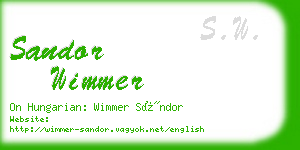 sandor wimmer business card
